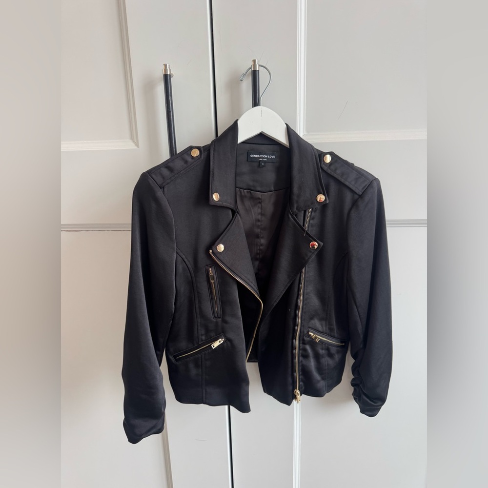 Generation Love jacket, satin, gold hardware, like new, barely worn